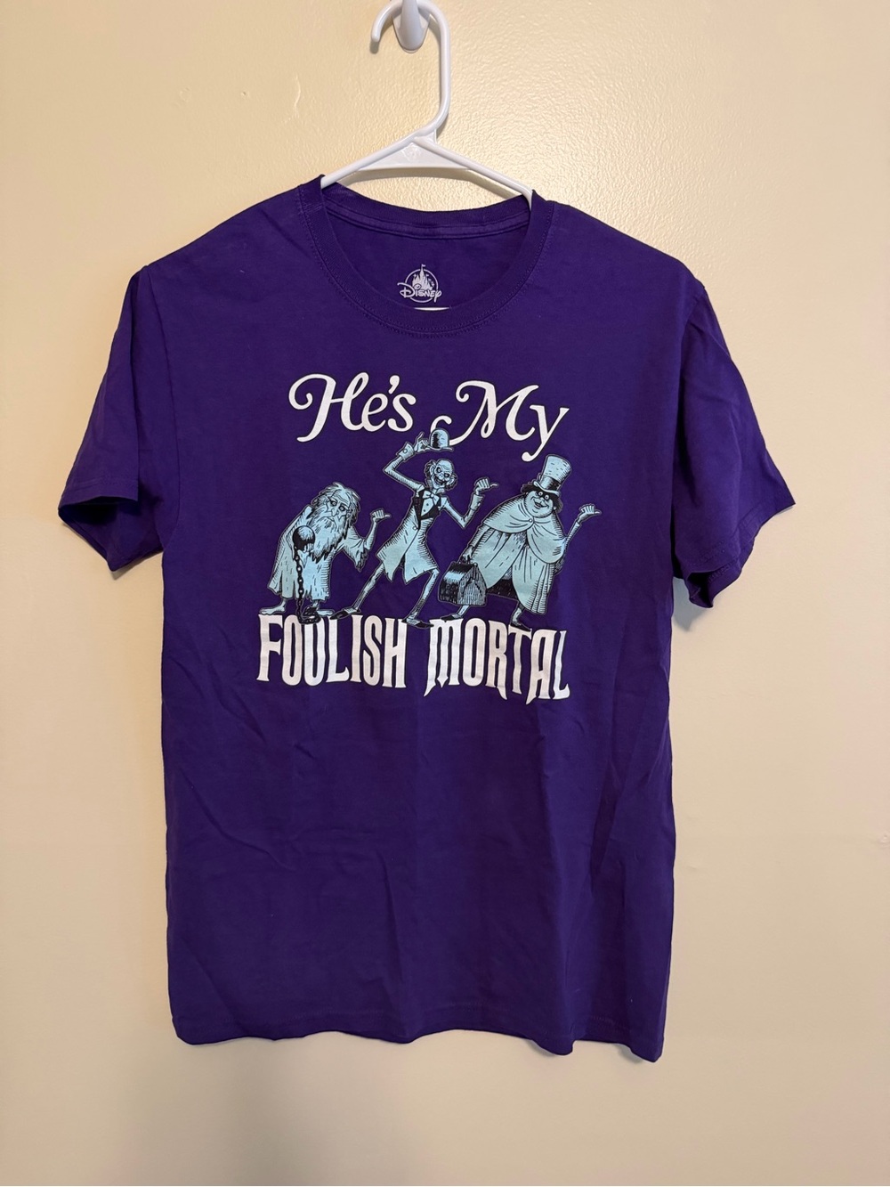 Disney Purple 'He's My Foolish Mortal' Graphic Tee with Light Blue Print